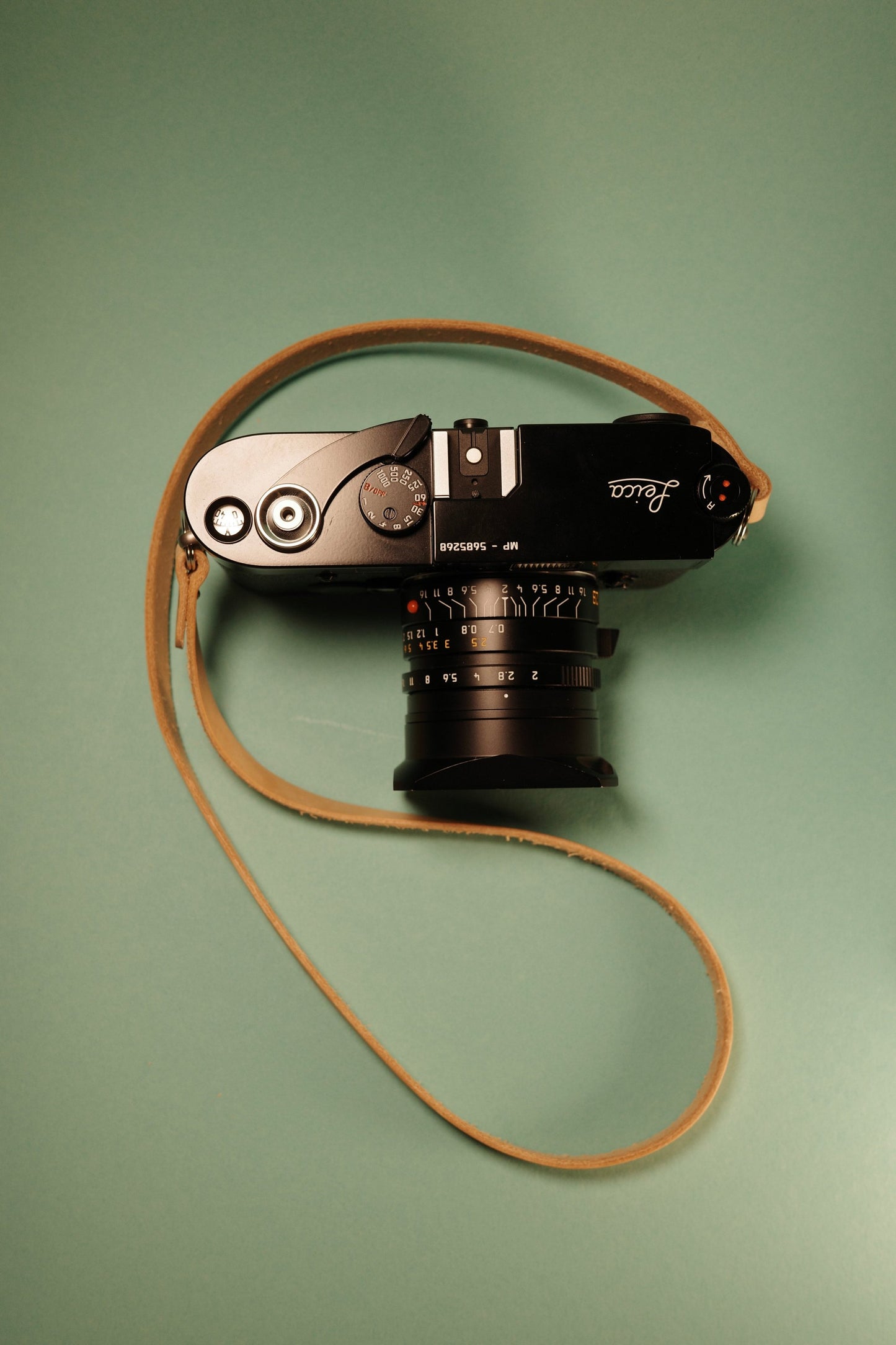 Camera strap skinny - natural riveted