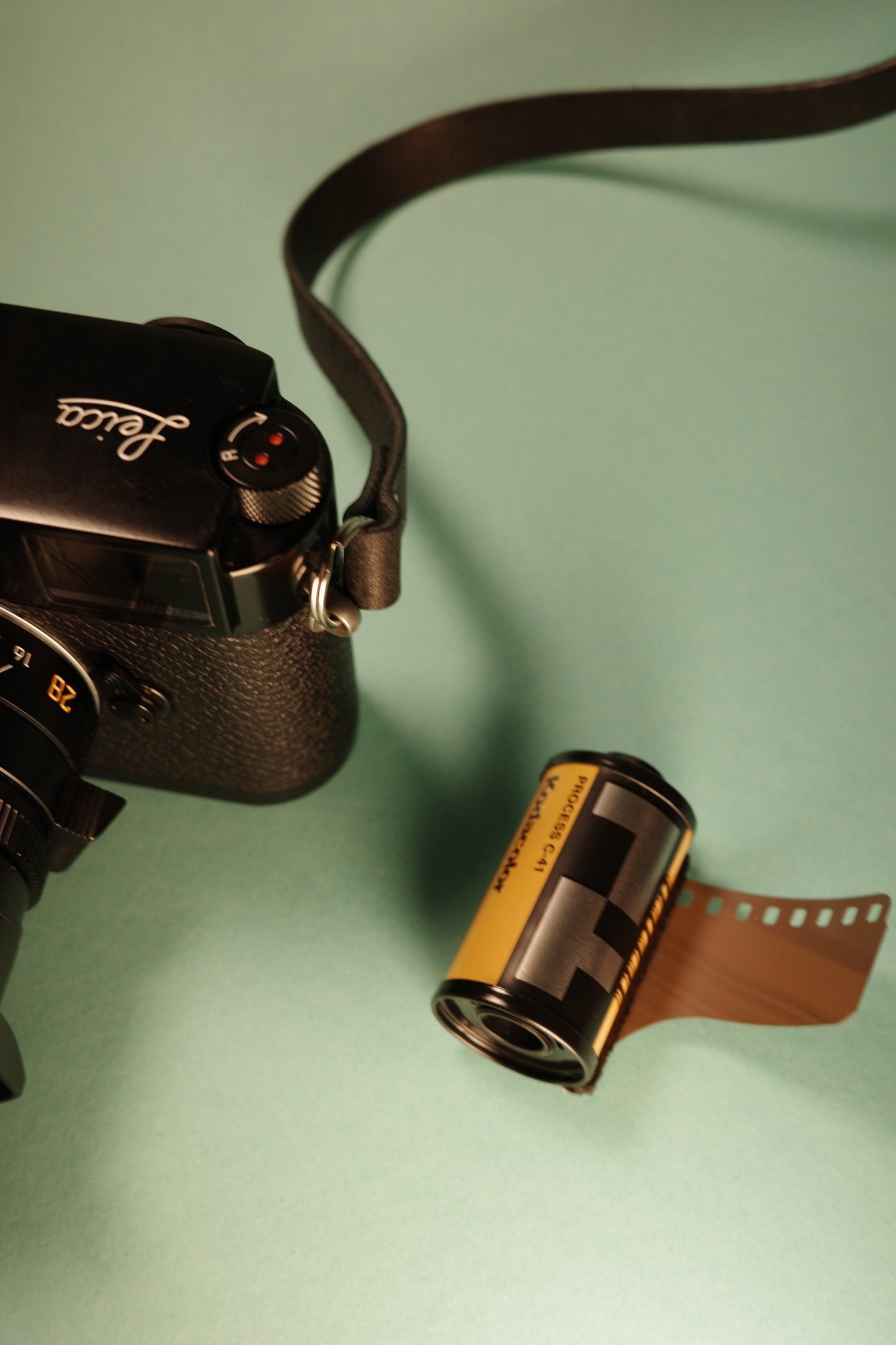 Camera strap skinny - black riveted